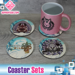 Monster Hunter Wilds - Round Drinks Coaster Set, Gamer Gift